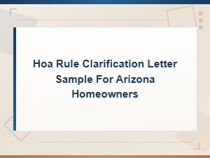 Arizona Hoa Rule Clarification Letter Sample
